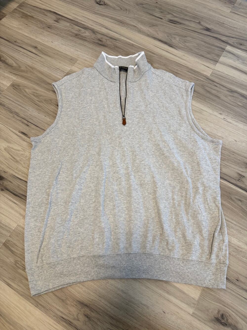 Polo Ralph Lauren Sweater Vest Mens Large Gray 1/4 Zip Cotton Pullover